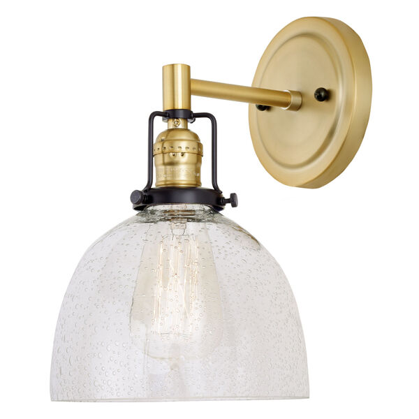 Nob Hill Madison Satin Brass and Black One-Light Wall Sconce with Clear Bubble Glass, image 1